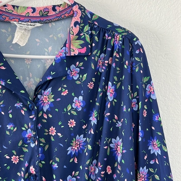 Vintage Anthony Richards Poly Long Sleeve Volup Floral Dress - Picture 5 of 10